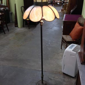Antique Base and Glass Shade Floor Lamp