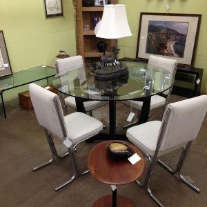 Set of 4 Fabric and Chrome Chairs