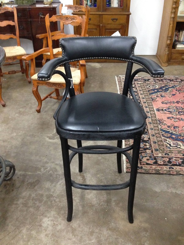 Pair Of Black Leather Bar Stools The, Black Leather Bar Stools With Arms