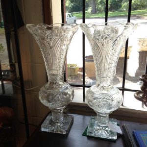 Pair of Handcut Crystal Vases