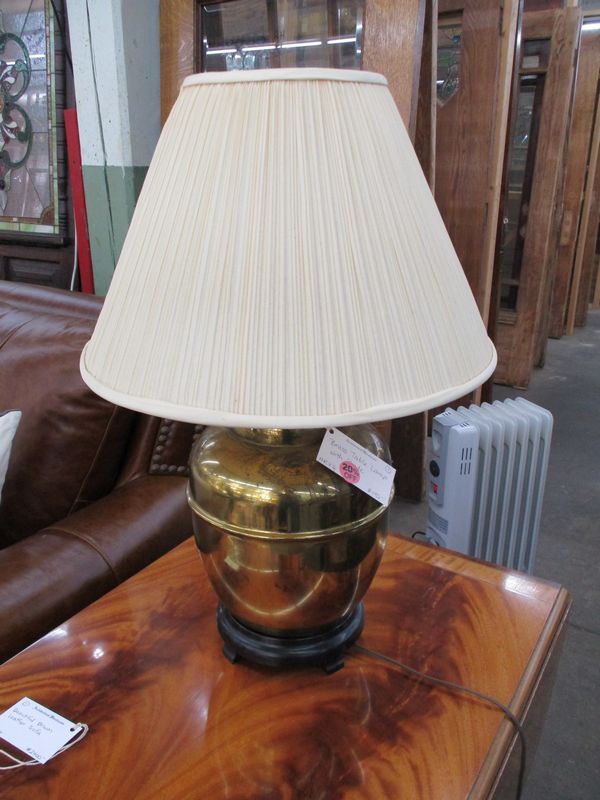 brass table lamp with shade