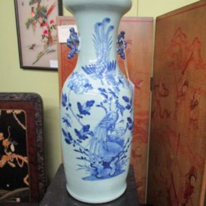 Oriental Vase on Wooden Pedestal