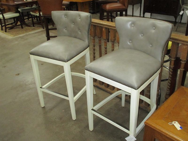 Set Of 3 Frontgate Leather Bar Stools The Architectural Warehouse