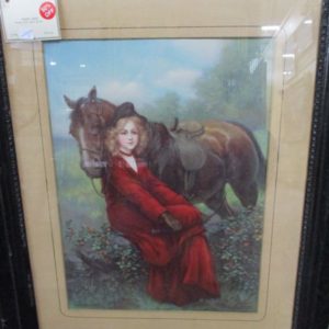 Framed Chrom “Young Girl with Horse”