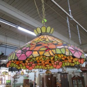 Old Stained Glass Hanging Shade Light