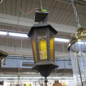 6 Paneled Hammered Metal Hanging Lantern