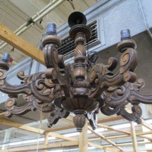 Wooden Eight Arm Chandelier