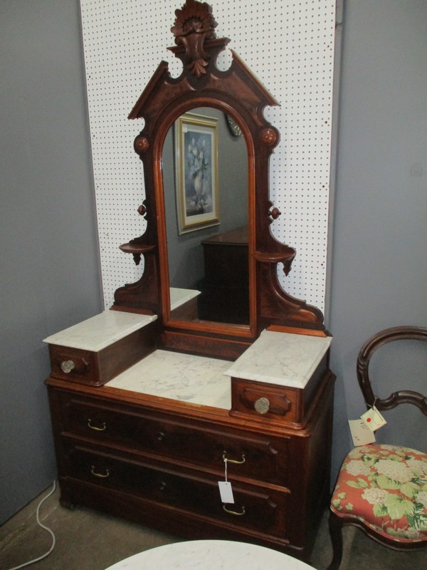 Victorian Dresser With Marble Top The, Antique Walnut Dresser With Marble Top And Mirror