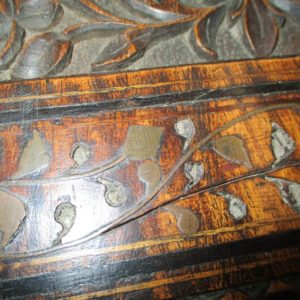 Carved Table with Brass Inlay