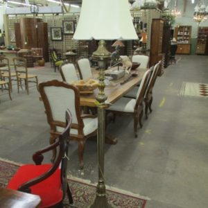 Fluted Wood Antique Gold Floor Lamp