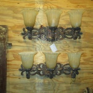 Pair of Ornate 3 Light Wall Sconces