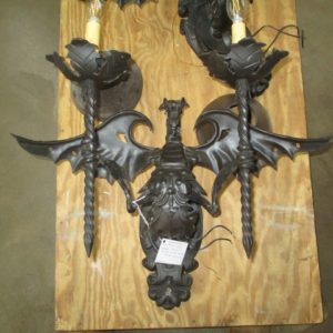 Two Armed Iron Dragon Sconce