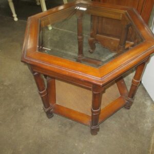 Octagonal End Table with Glass